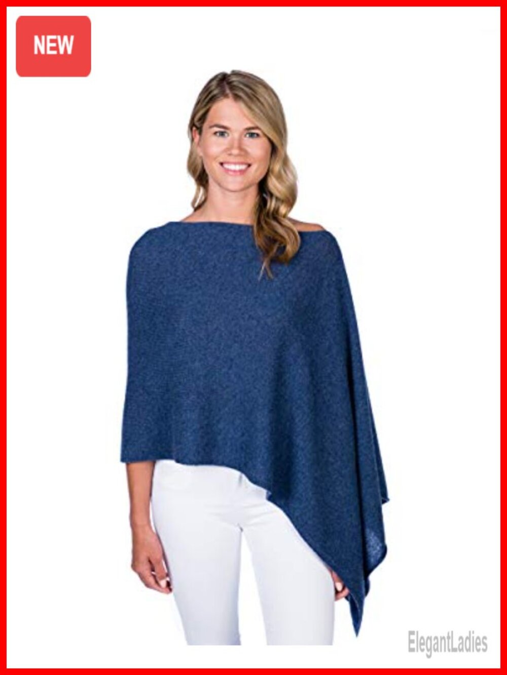 100% Cashmere Poncho Wrap One Size Knit Shawl Collar Topper